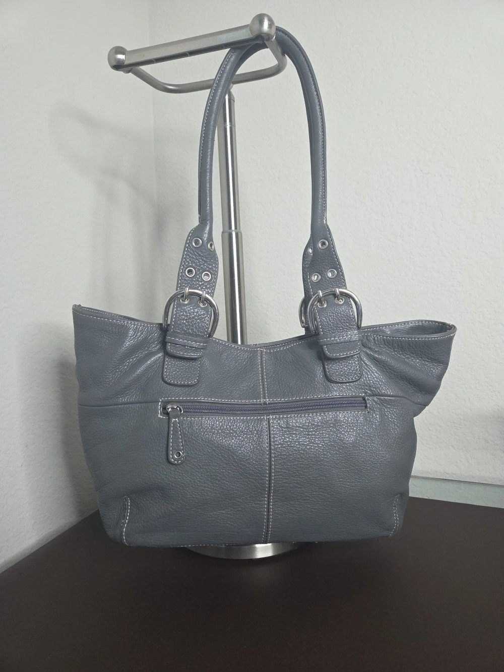 Tignanello Pebbled Leather Shoulder Tote in Slate Blue - Picture 4 of 16